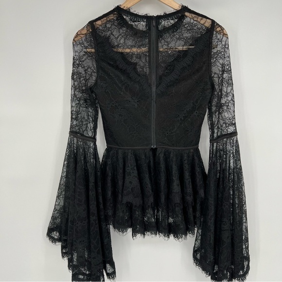 Misha Collection Lace Ruffle Trumpet Bell Sleeve‎ Blouse - Picture 8 of 16